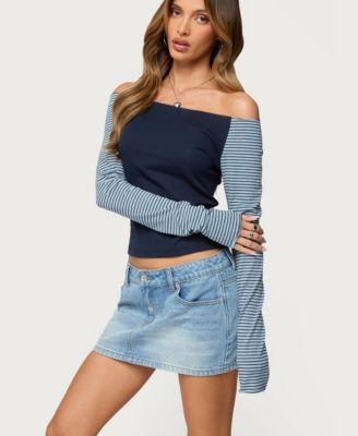 Women's Rion Contrast Striped Off Shoulder Top