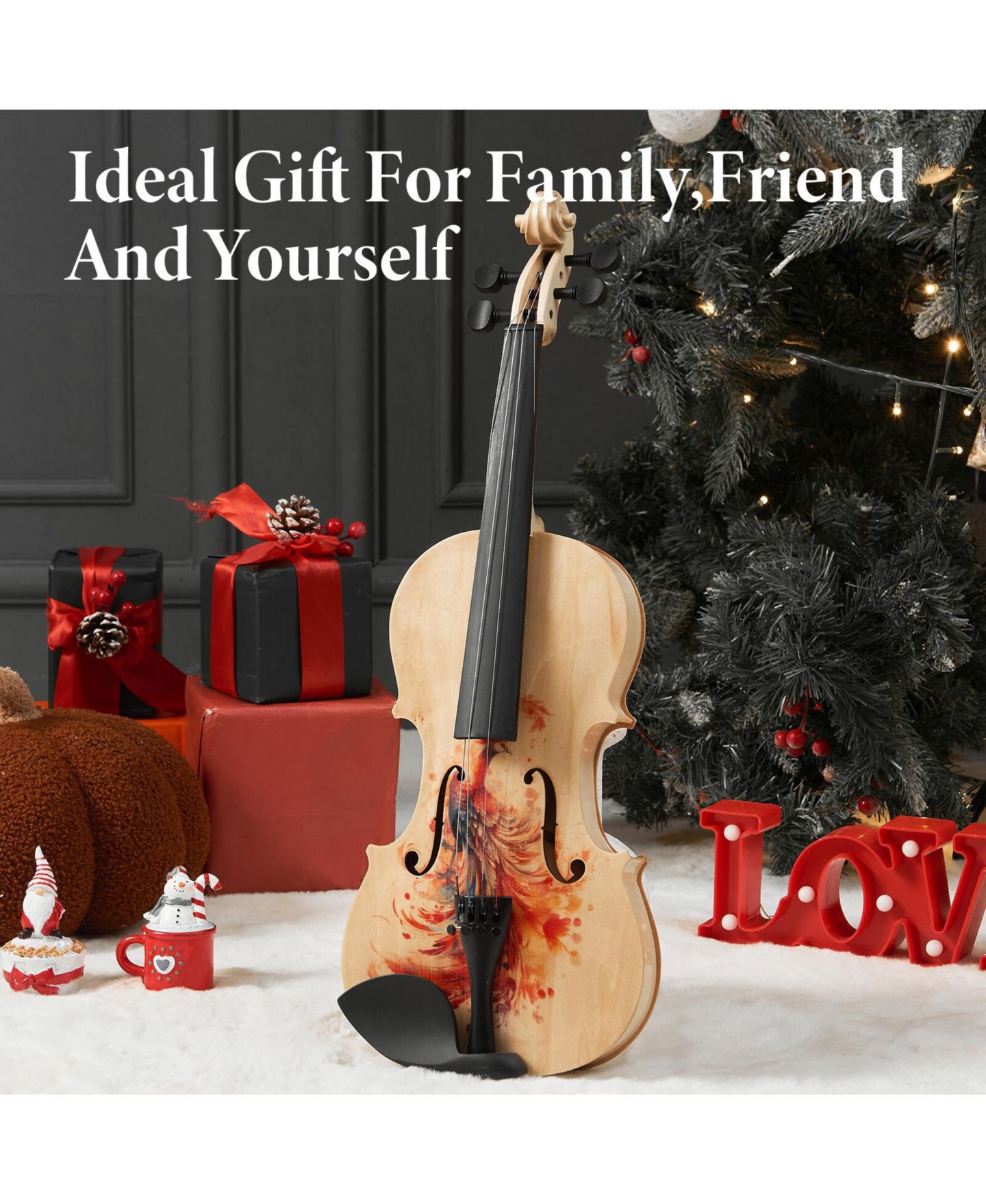 Детские игрушки Yescom Peacock Handcrafted Full Size 4/4 5-Piece Violin Set, 14 Years & Up, цвет: Разноцветный — фото 6