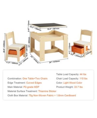 Kids Table and Chair Set Wooden Activity Table with Storage Boxes for Art and Craft