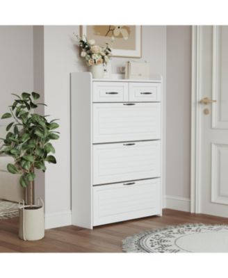 Engineered Wood 3 Doors 2 Drawers Shoe Cabinet