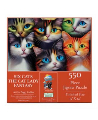 Six Cats the Cat Lady Fantasy 550 piece Jigsaw Puzzle for Adults