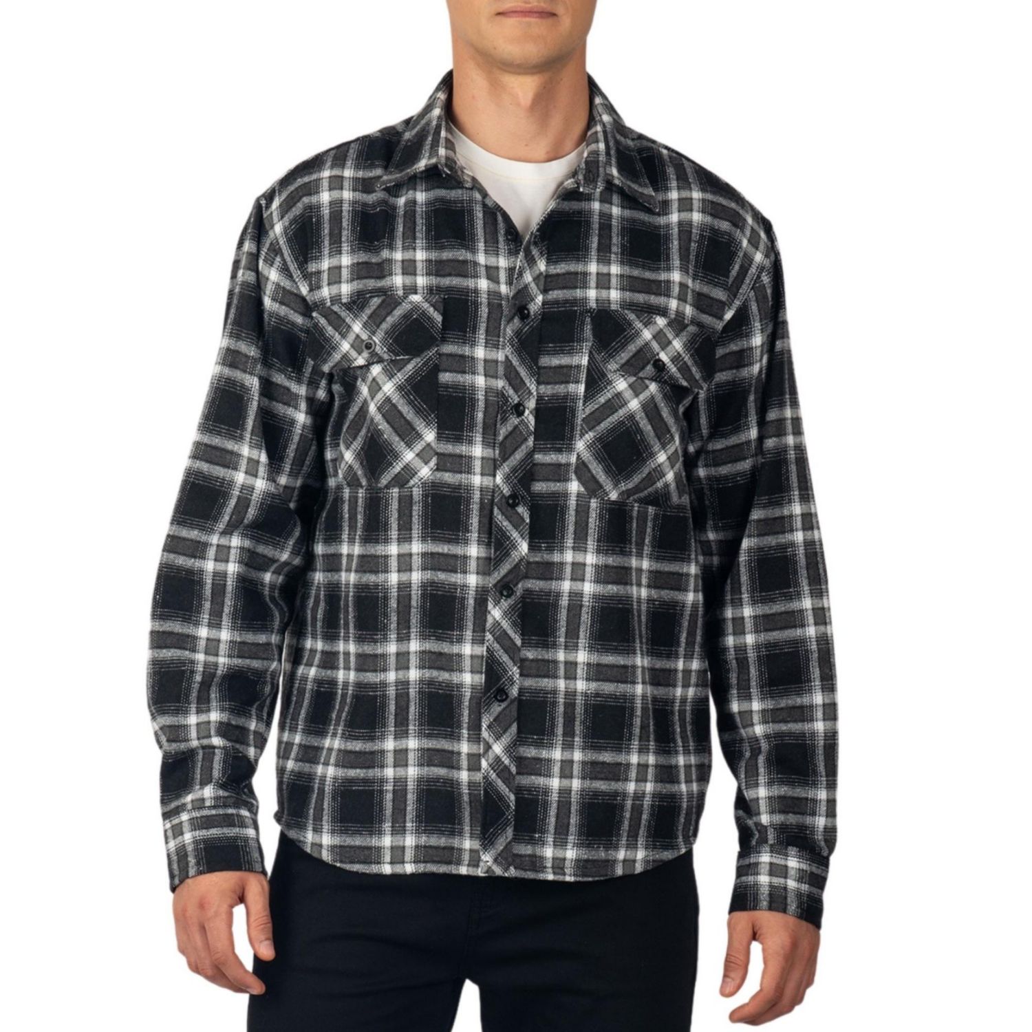 Men's Men Plaid Flannel Shirt Jacket Button Down Long Sleeve Cotton Blend Shirts