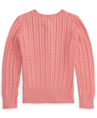 Girls' 2T-6X Mini-Cable Front-Button Cardigan