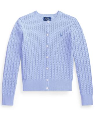 Girls' 7-16 Mini-Cable Button Front Cardigan