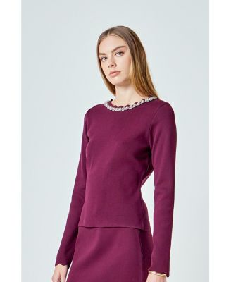 Women's Long sleeve jewel top