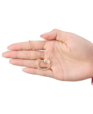 Outline Pendant Necklace with Chain in Gold Tone