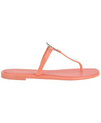 Women's Ellye Logo T-Strap Flat Slip-On Sandals