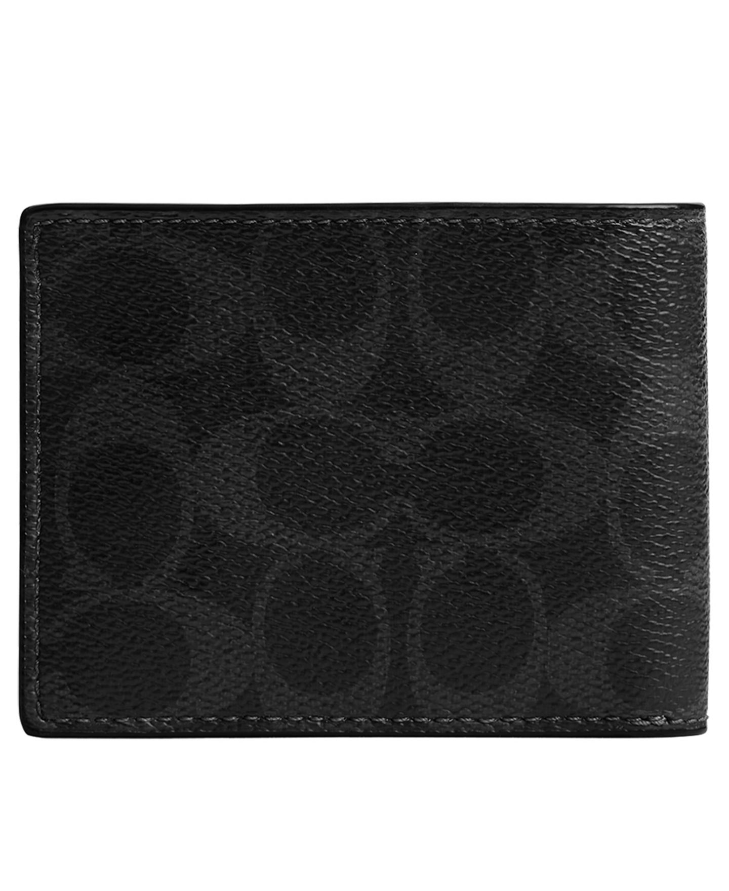 Мужской кошелёк Coach Signature Leather Slim Billfold Wallet, цвет: Чёрный — фото 3