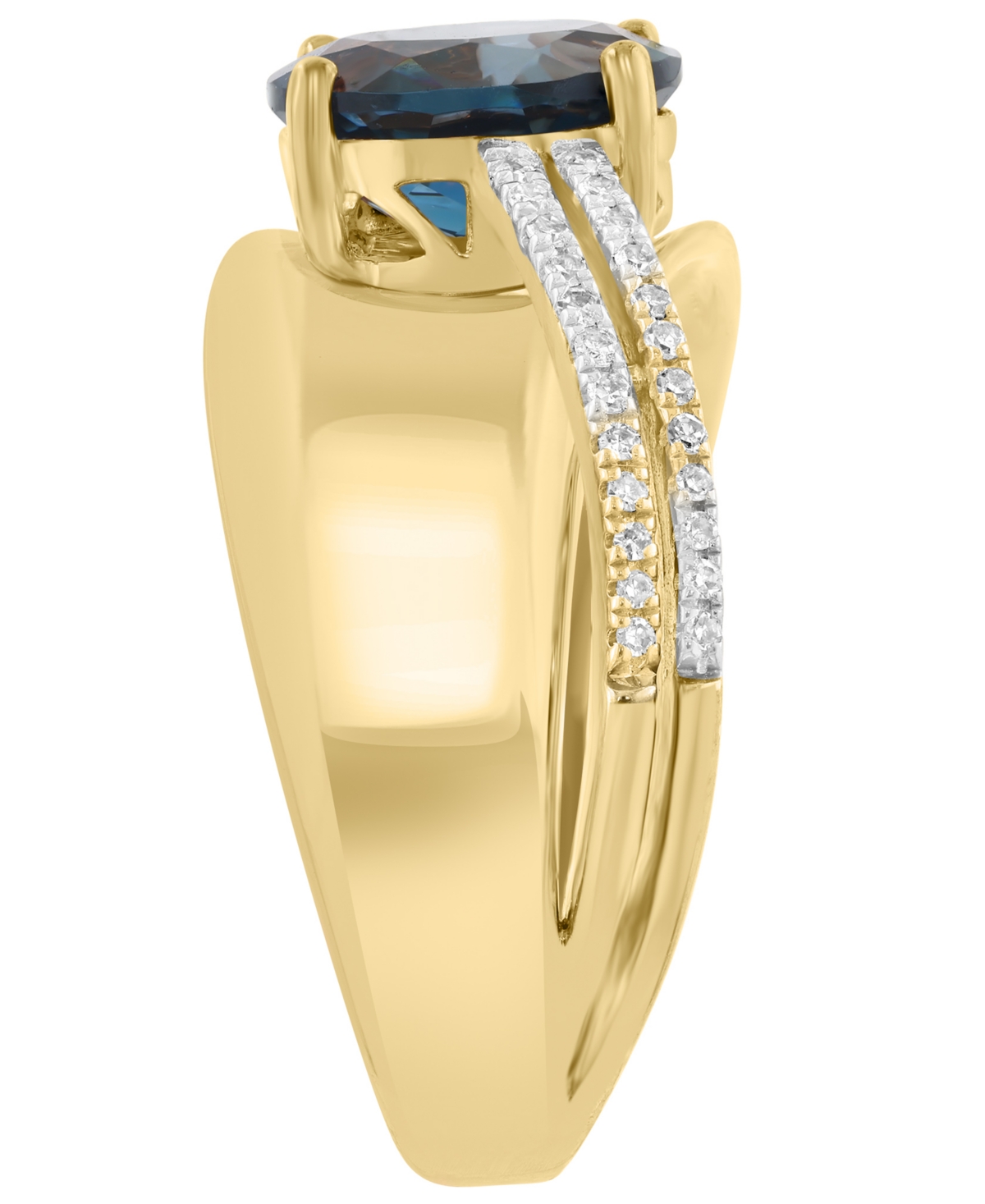 Effy Collection London Blue Topaz (2-1/10 ct. t.w.) and Diamond (1/6 ct. t.w.) Ring in Gold Over Silver