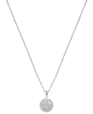 Diamond Cluster Pendant Necklace (1/4 ct. t.w.) in 14k White Gold