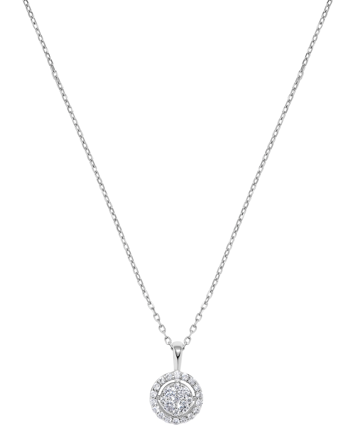 Macy's Diamond Cluster Pendant Necklace (1/4 ct. t.w.) in 14k White Gold
