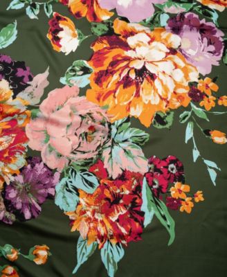Moody Botanical Floral Square Scarf