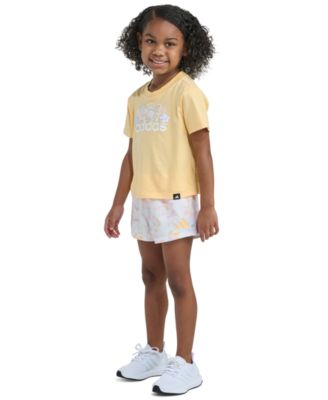 Girls' 2T-6 Short-Sleeve T-Shirt and Printed Woven Shorts, 2-Piece Set