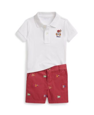 Baby Boys' Bear Print Polo Shirt and Shorts, 2-Piece Set
