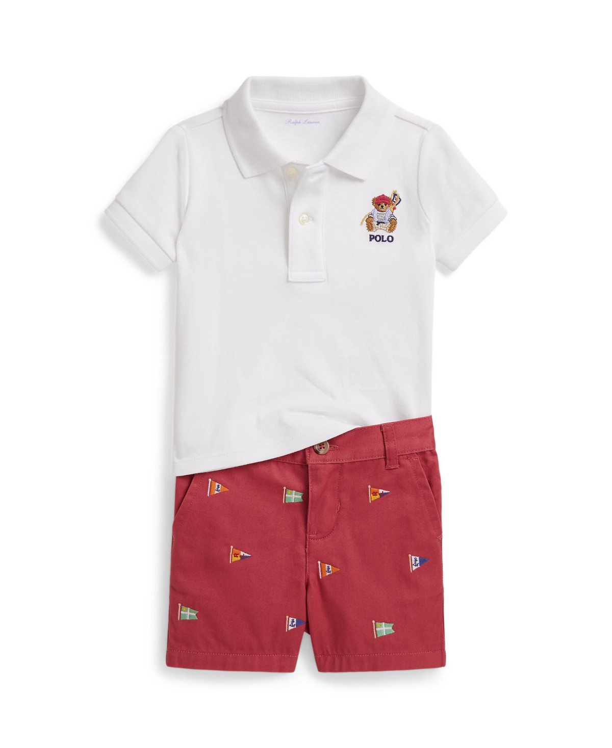 Polo Ralph Lauren Baby Boys' Bear Print Polo Shirt and Shorts, 2-Piece Set — фото 1
