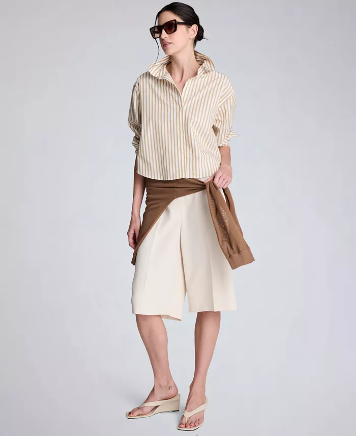 Women's Button-Front Cropped Shirt - thumbnail 7
