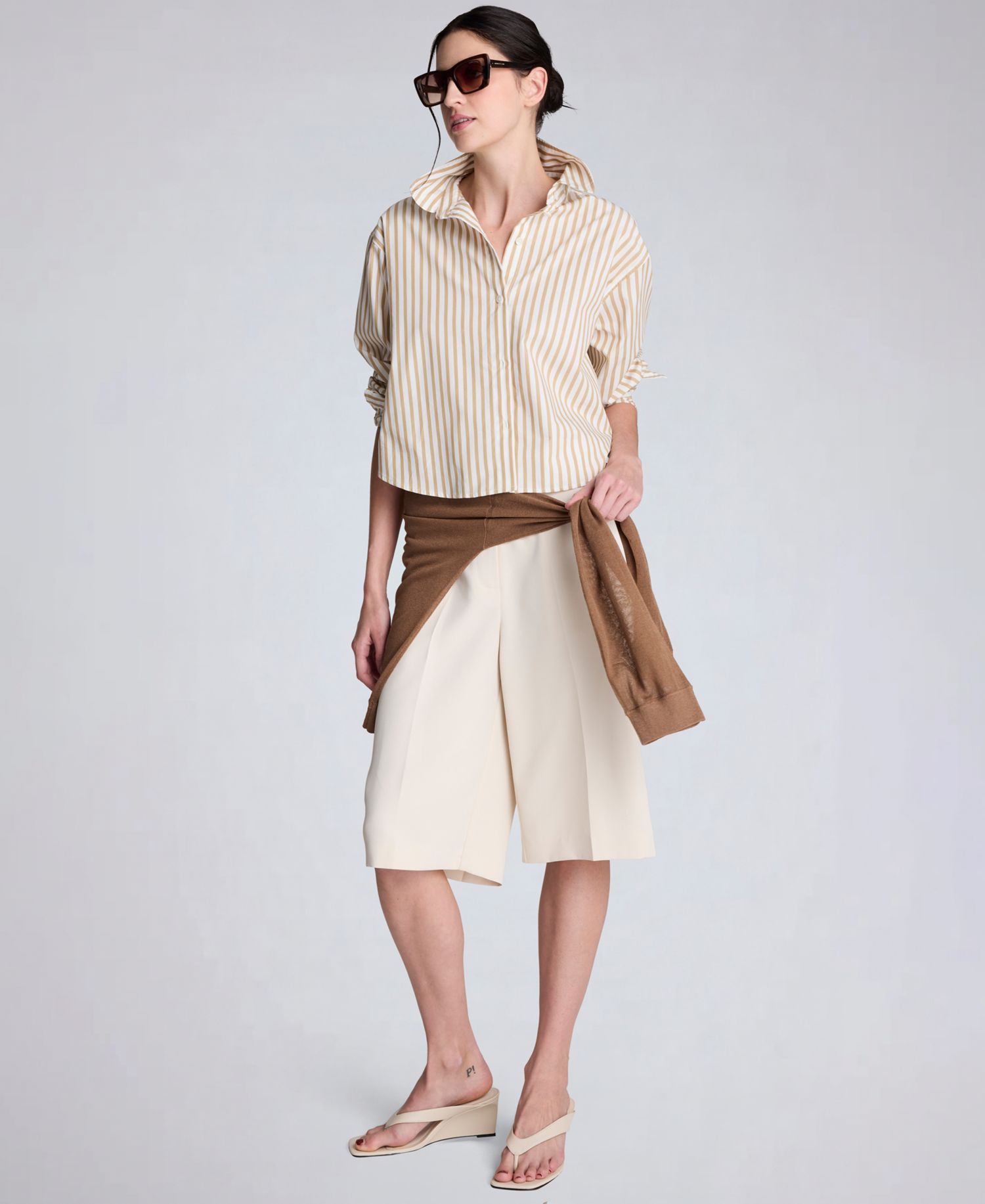 Women's Button-Front Cropped Shirt