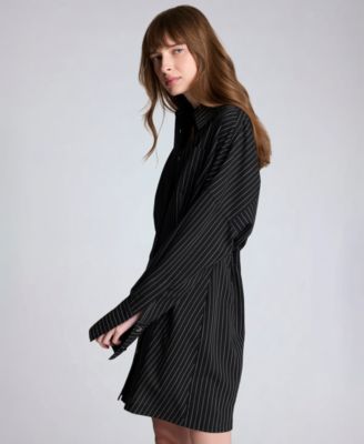 Women's Collared Pinstripe Shirt Dress