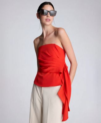 Women's Sleeveless Draped Front Bustier Crop Top