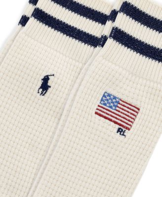 Men's American Flag Waffle Stitch Crew Socks, 2-Pack