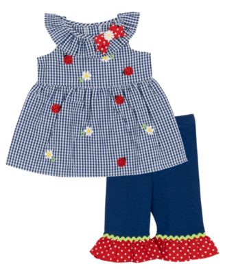 Baby Girls' Seersucker Sleeveless Top and Capri Pants, 2-Piece Set