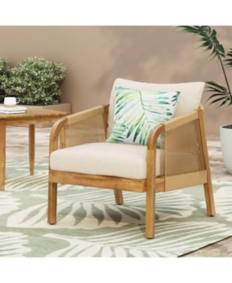 Acacia & Wicker Outdoor Club Chairs - Brown/Beige