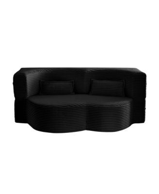 Corduroy Foam Sleeper Sofa Bed with Pillows