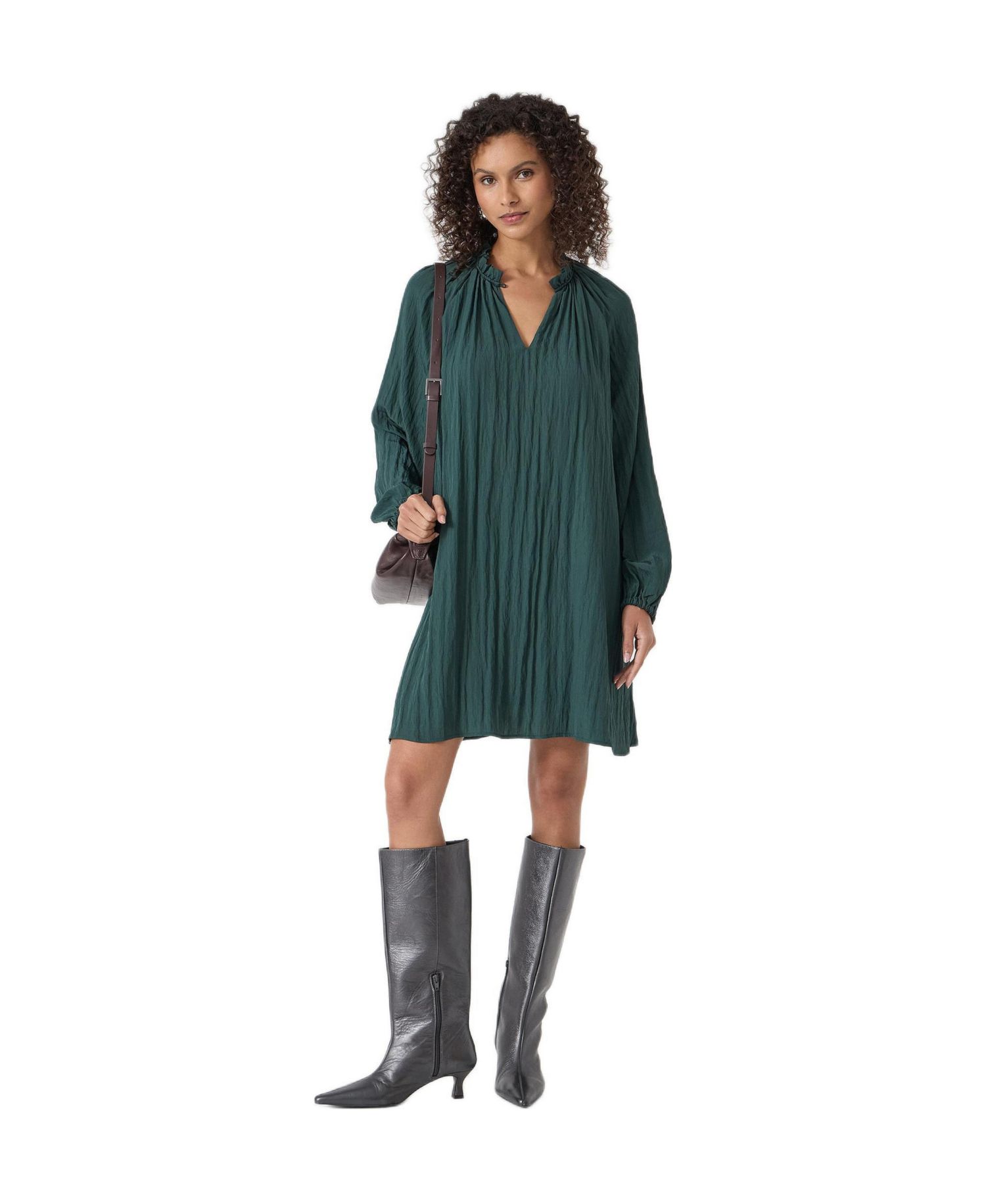 Women's Ruffled Long Sleeve Mini Dress