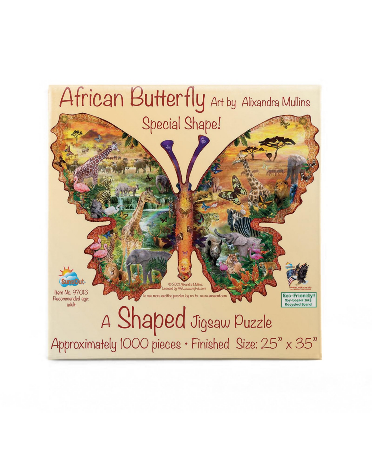 SunsOut African Butterfly 1000 piece Jigsaw Puzzle for Adults Special Shape