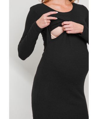 Maternity Long Sleeve Bodycon Nursing Dress