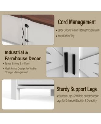 31" Tall Media Cabinet with Open Shelf and Sliding Barn Door Modern Farmhouse TV Stand