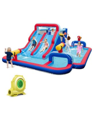 Inflatable Water Park for Kids with Dual Slides Climbing Wall and Splash Pool