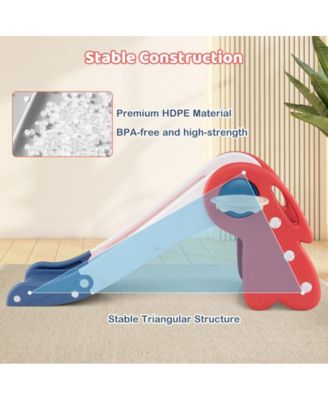 Kids Folding Slide and Climber Playset with Basketball Hoop and Indoor Outdoor Fun