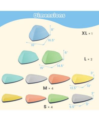 Kids Balance Stepping Stones Set of Eleven with Anti Slip Design and Creative Obstacle Play