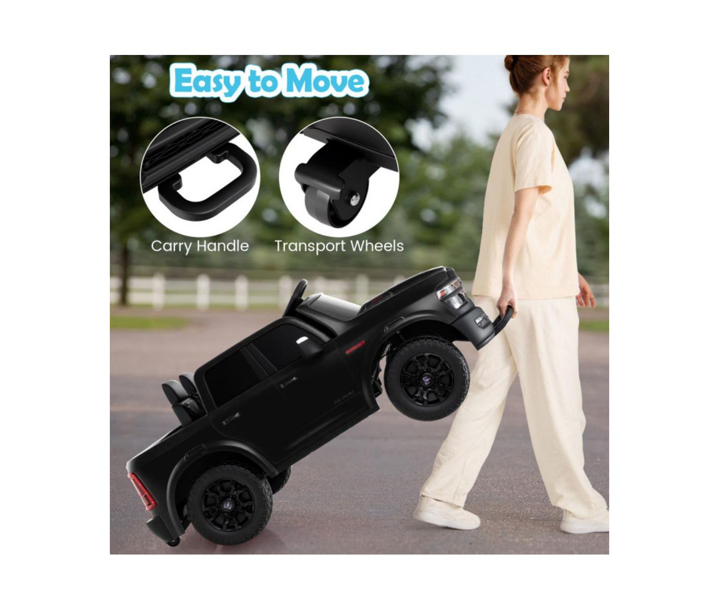 Детская игрушка HONGGE Rebel 24V Two-Seater Ride-On Truck with Remote Control, Ages 3-10, цвет: Чёрный — фото 5
