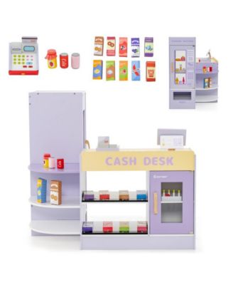Kids Wooden Supermarket Play Set with Checkout Counter