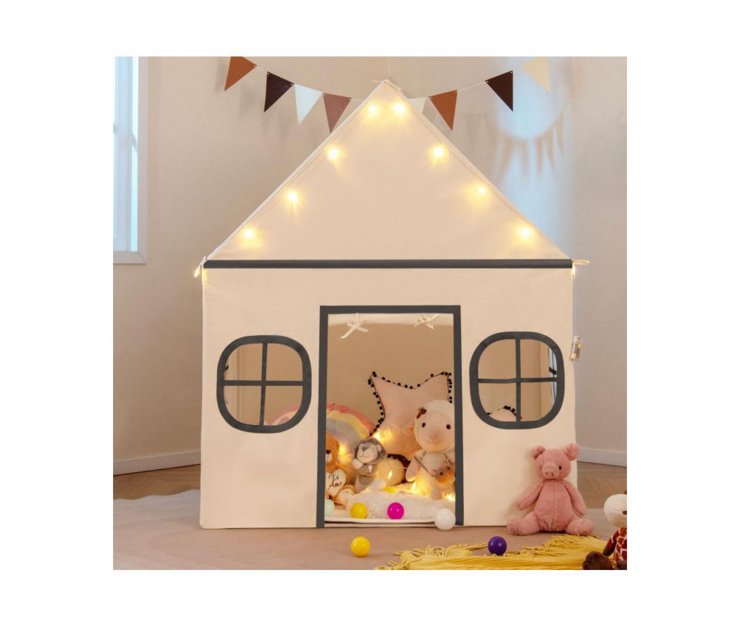 Детская игрушка HONGGE Star Lights Play Tent With Door Curtain, Ages 3+, цвет: Бежевый / Хаки — фото 10