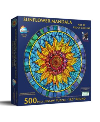 SunsOut Sunflower Mandala 500 piece Jigsaw Puzzle for Adults Round - Macy's