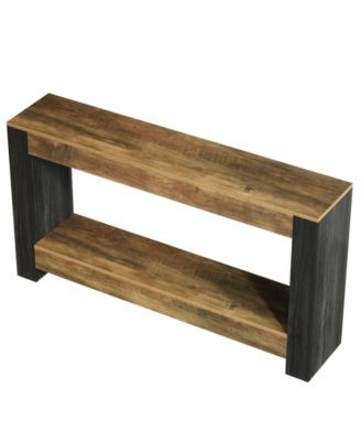 63-Inch Long Console Table for Entryway, Farmhouse Wood Sofa Table, Rustic Brown & Black