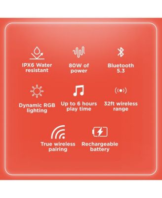 80W IPX5 Splashproof Powerful Portable Bluetooth Speaker Black & Orange with TWS for Pairing