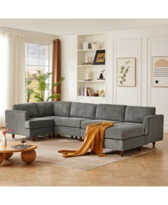Corduroy 6-Seater Modular Sectional Sofa
