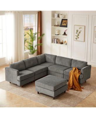 Corduroy 6-Seater Modular Sectional Sofa
