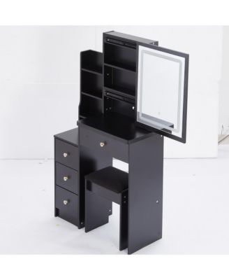 Streamdale Compact Bedside Vanity Table with LED Mirror