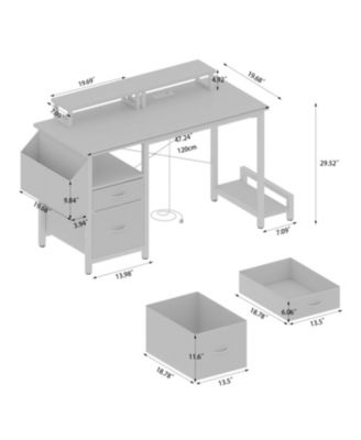  47" Multifunctional Desk with Power Outlet and Storage