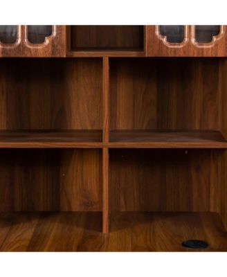 2-in-1 L-Shaped Corner Desk with Drawers, Bookshelf & Hutch