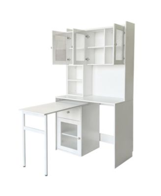 Computer Desk with Hutch, Rotating Desktop, Large Workspace