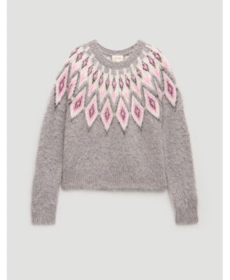 Women's Brushed Fair Isle Mohair Blend Sweater