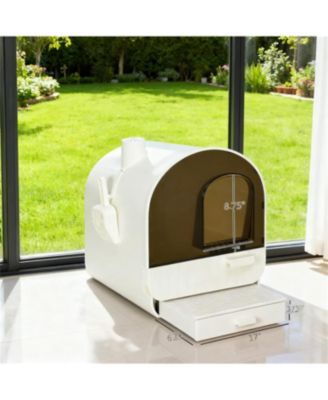 Pure White Cat Litter Box with Lid Scoop and Filter A Clean Look for a Fresher Home