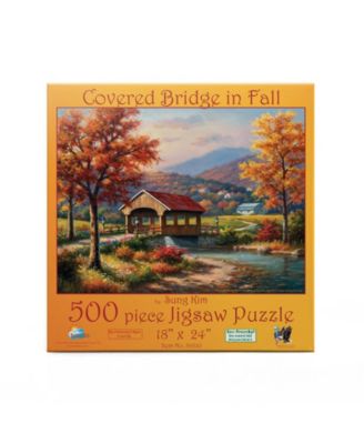 Covered Bridge in Fall 500 piece Jigsaw Puzzle