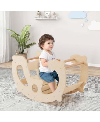 2-in-1 Rocking Horse Arch for Kids with Rocker Arch Climber Comfortable Backrest